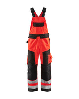 Blaklader Hi-Vis Bib Trousers 2660 - Red Hi-Vis/Black