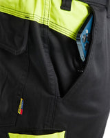 Blaklader Industry Trousers Stretch with Knee Pad Pockets 1448 - Black/Hi-vis yellow #colour_black-hi-vis-yellow