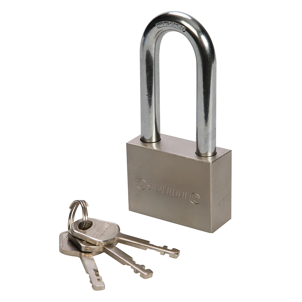 Silverline Steel Padlock Long Shackle