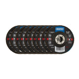 Draper Tools Aluminium Oxide Flap Discs, 115 x 22.23mm, 40 Grit (Pack Of 10)
