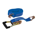 Silverline Rubber-Handled Ratchet Tie Down Strap J-Hook 8m x 50mm - Rated 1700kg Capacity 3400kg