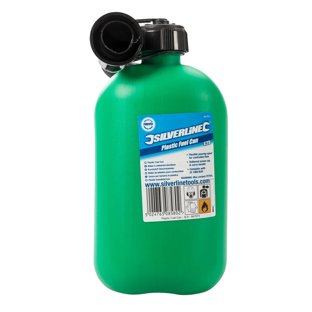 Silverline Plastic Fuel Can 5Ltr - Green