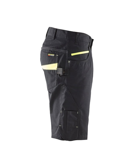 Blaklader Service Shorts 1499 #colour_black-hi-vis-yellow