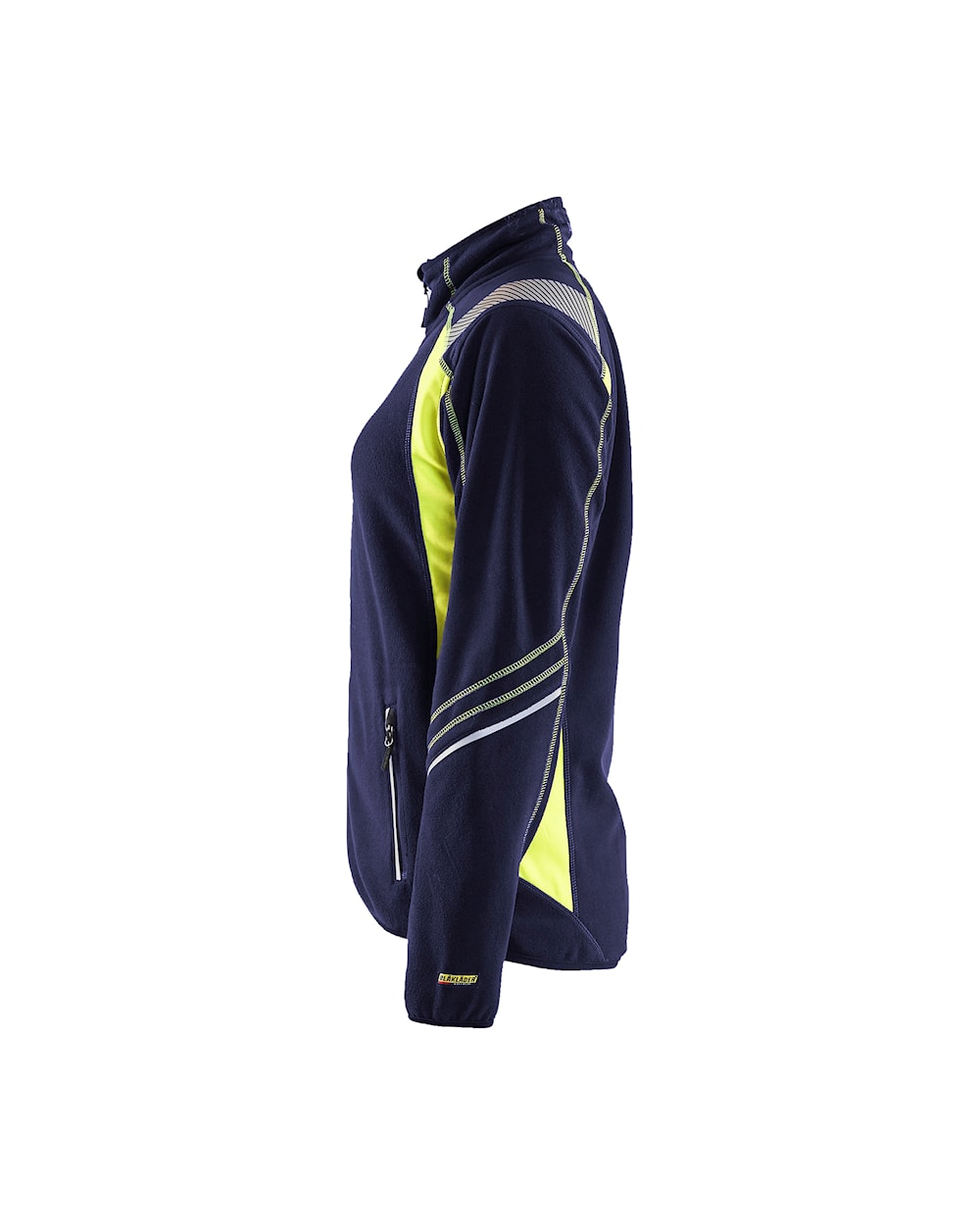 Blaklader Women's Microfleece Jacket 4973 #colour_navy-blue-hi-vis-yellow