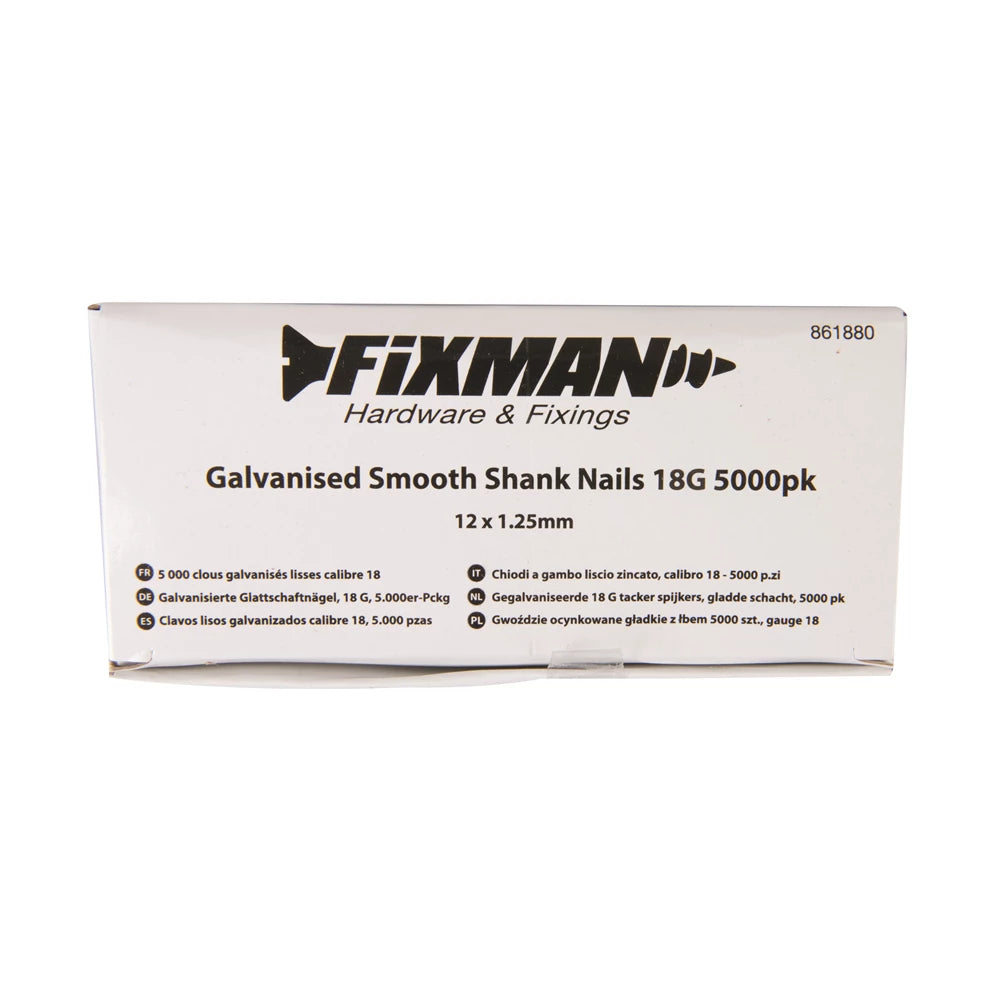 Fixman Galvanised Smooth Shank Nails 18G 5000Pk