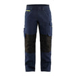 Blaklader Service Trousers with Stretch 1495 #colour_dark-navy-blue-hi-vis-yellow