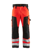 Blaklader Hi-Vis Trousers without Nail Pockets 1566 - Hi-Vis Red/Black