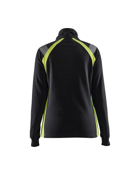 Blaklader Sweater Halfzip Women 3403 #colour_black-hi-vis-yellow