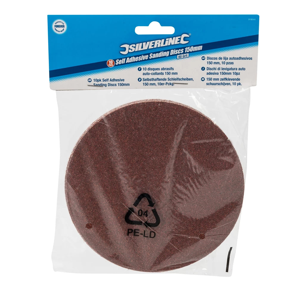 Silverline Self-Adhesive Sanding Discs 150mm 10Pk