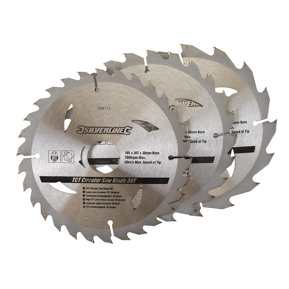 Silverline TCT Circular Saw Blades 16, 24, 30T 3Pk