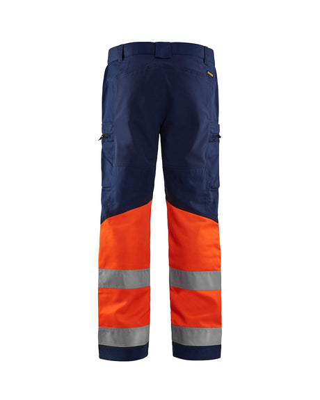 Blaklader Hi-Vis Trousers with Stretch 1551 - Navy Blue/Hi-Vis Orange