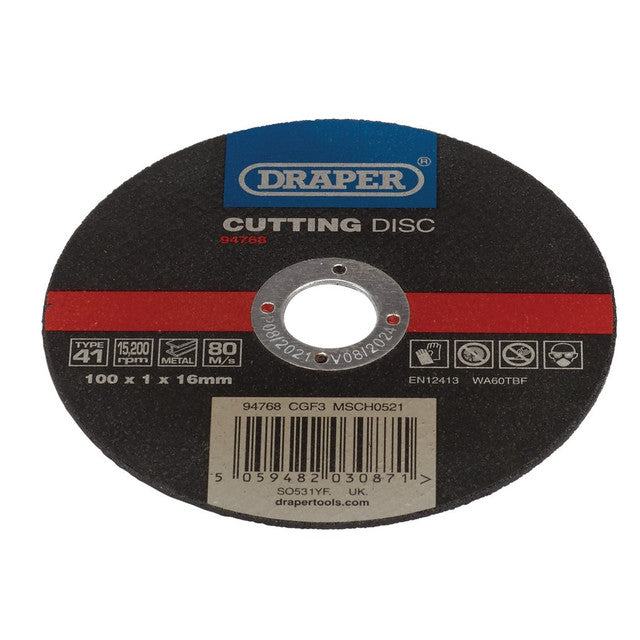 Draper Tools Metal Cutting Disc, 100 x 1 x 16mm