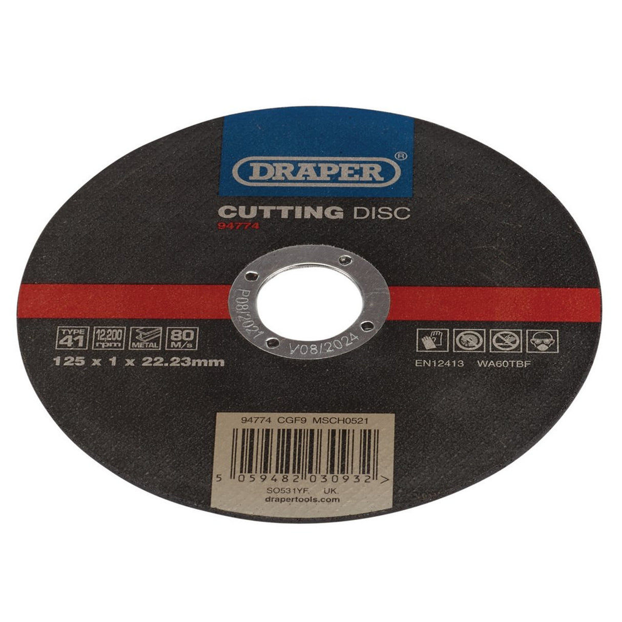 Draper Tools Metal Cutting Disc, 125 x 1 x 22.23mm