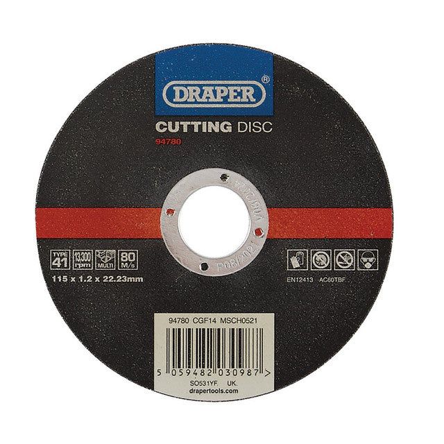 Draper Tools Multi-Purpose Cutting Disc, 115 x 1.2 x 22.23mm