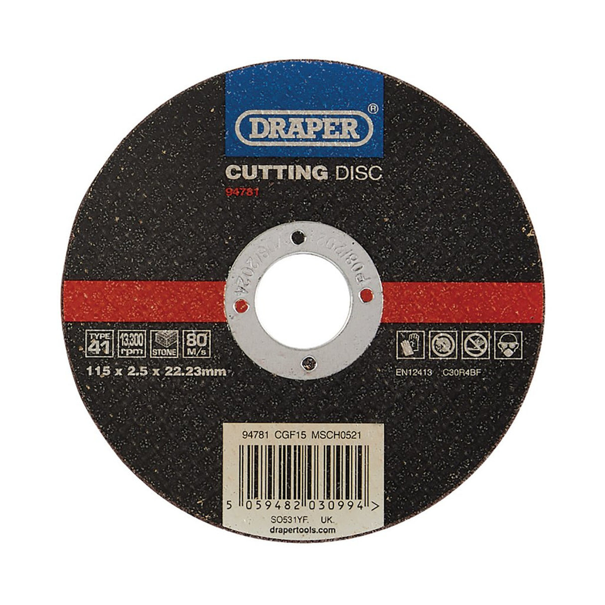 Draper Tools Flat Stone Cutting Disc, 115 x 2.5 x 22.23mm