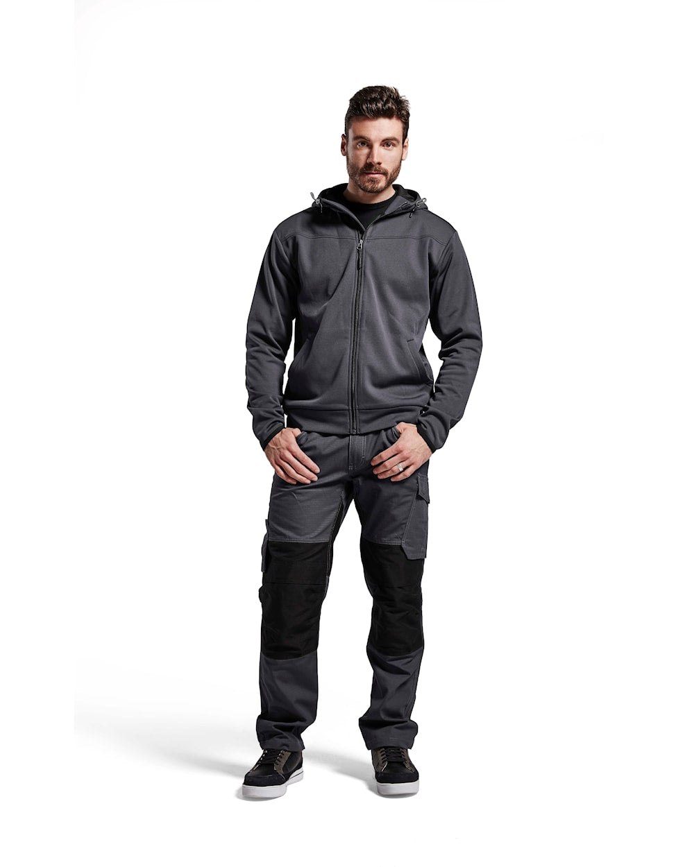 Blaklader Service Trousers with Stretch 1495 #colour_mid-grey-black