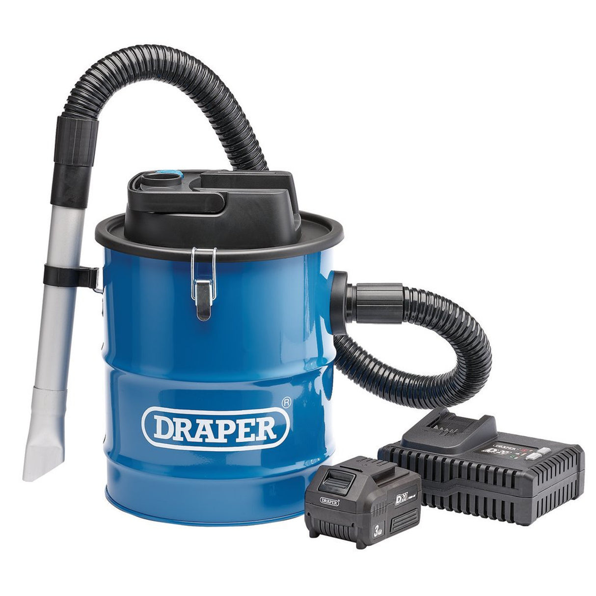 Draper Tools D20 20V Ash Vacuum Cleaner, 1 x 3.0Ah Battery, 1 x Fast Charger