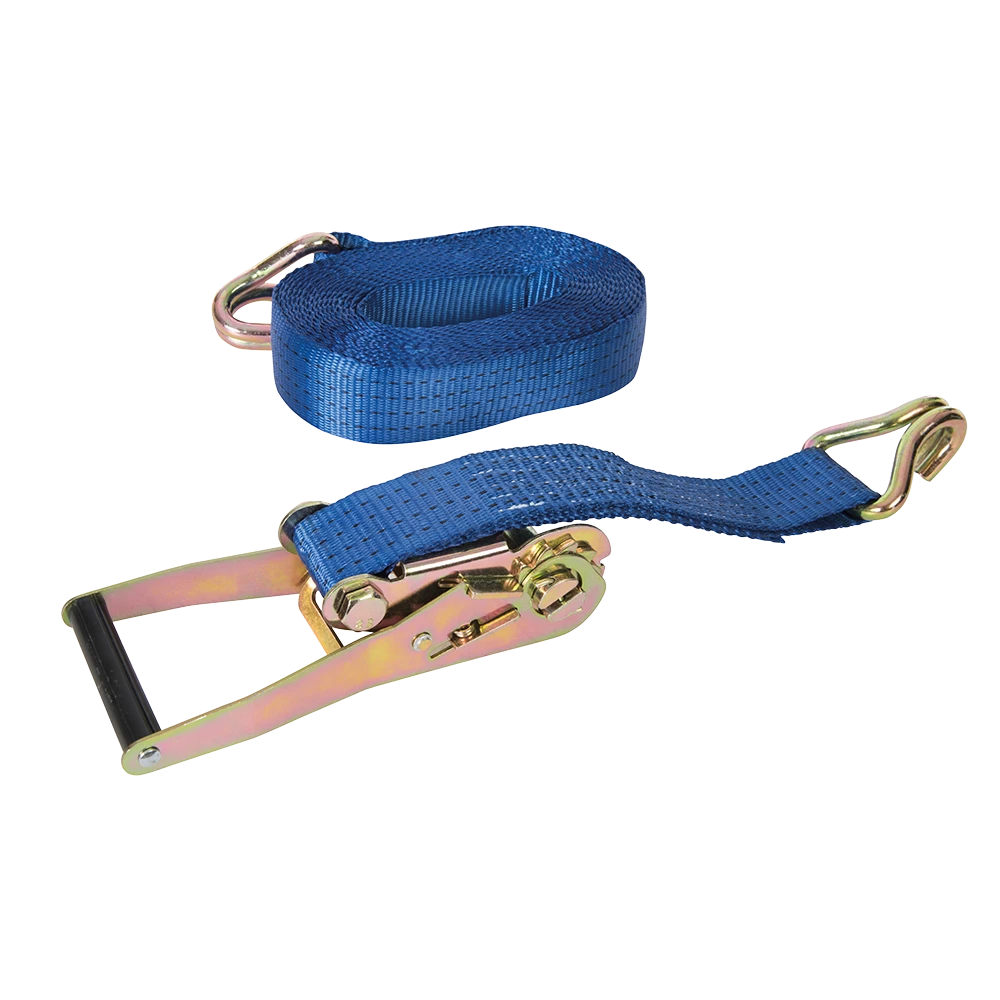 Silverline Ratchet Tie Down Strap J-Hook - 8m x 50mm (Rated 1300kg Capacity 2600kg)