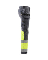 Blaklader Hi-Vis Trousers with Stretch 1558 - Mid Grey/Hi-Vis Yellow