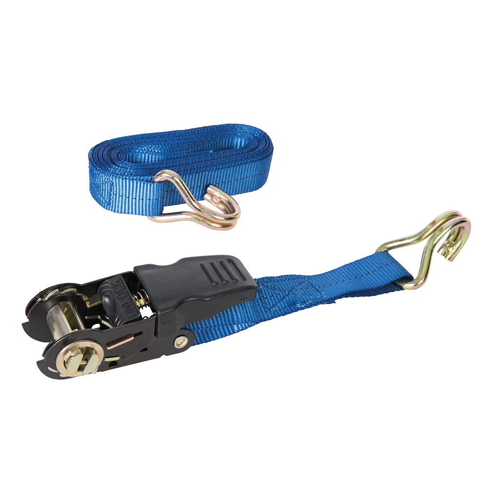 Silverline Rubber-Handled Ratchet Tie Down Strap J-Hook 4.5m x 25mm - Rated 350kg Capacity 700kg