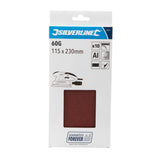 Silverline Hook & Loop 1/2 Sheets Punched 10Pk - 60 Grit