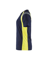 Blaklader Women's T-Shirt 3402 #colour_navy-blue-hi-vis-yellow