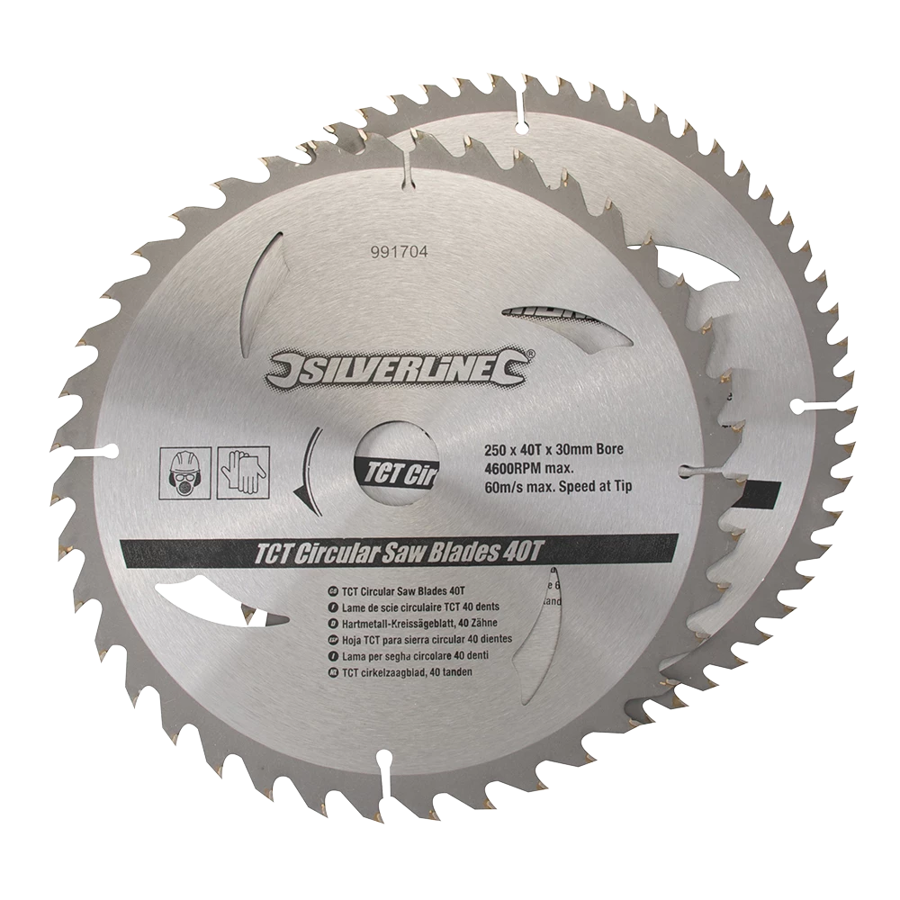 Silverline TCT Circular Saw Blades 40, 60T 2Pk