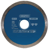 Draper Tools Continuous Diamond Blade, 115mm