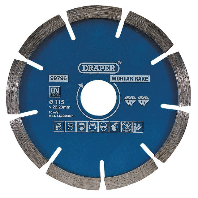 Draper Tools Mortar Raking Diamond Blade, 115mm