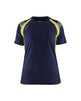 Blaklader Women's T-Shirt 3402 #colour_navy-blue-hi-vis-yellow