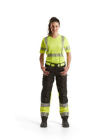 Blaklader Women's Hi-Vis Trousers with Stretch 7161 #colour_black-hi-vis-yellow