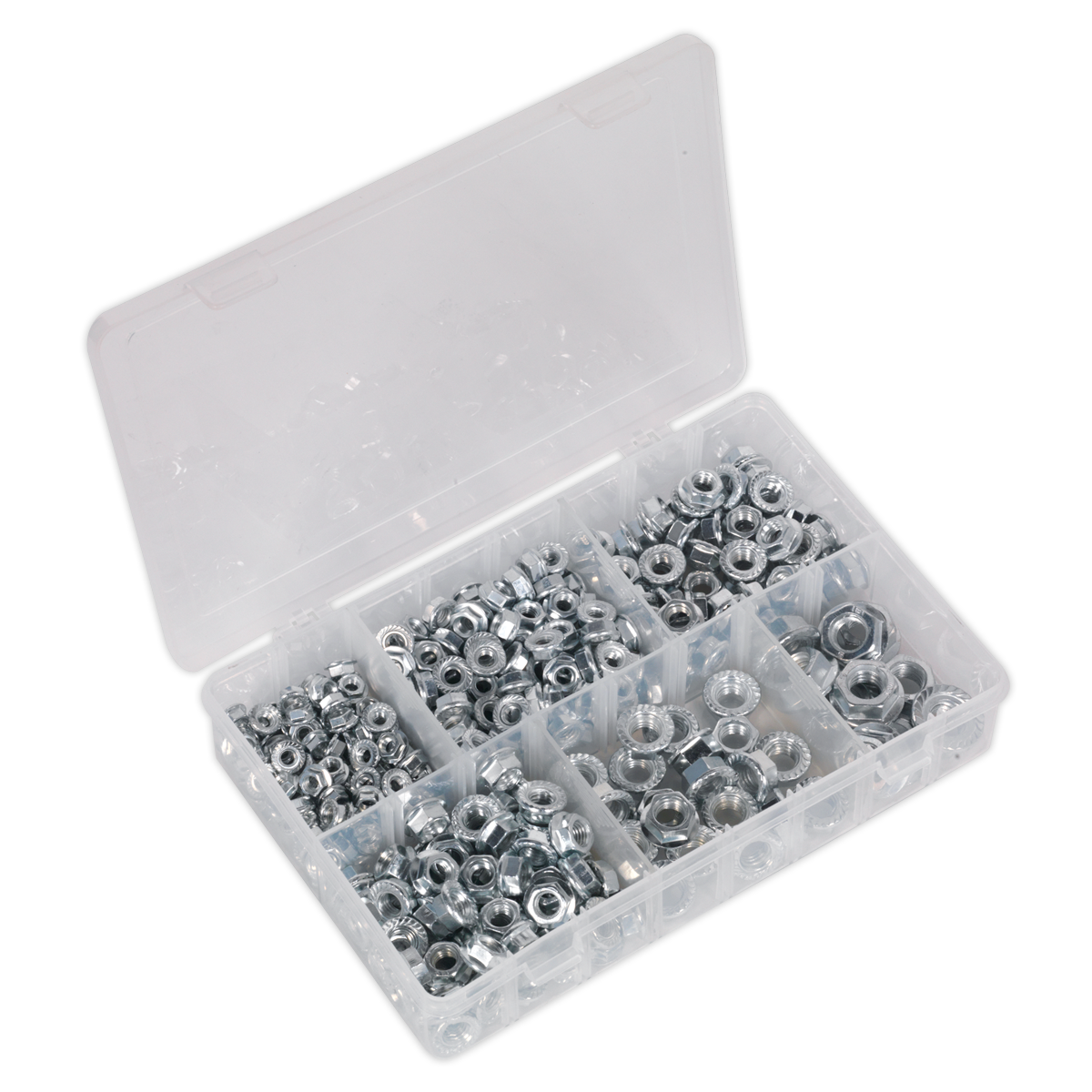 Sealey Flange Nut Assortment 390pc M5-M12 Serrated Metric