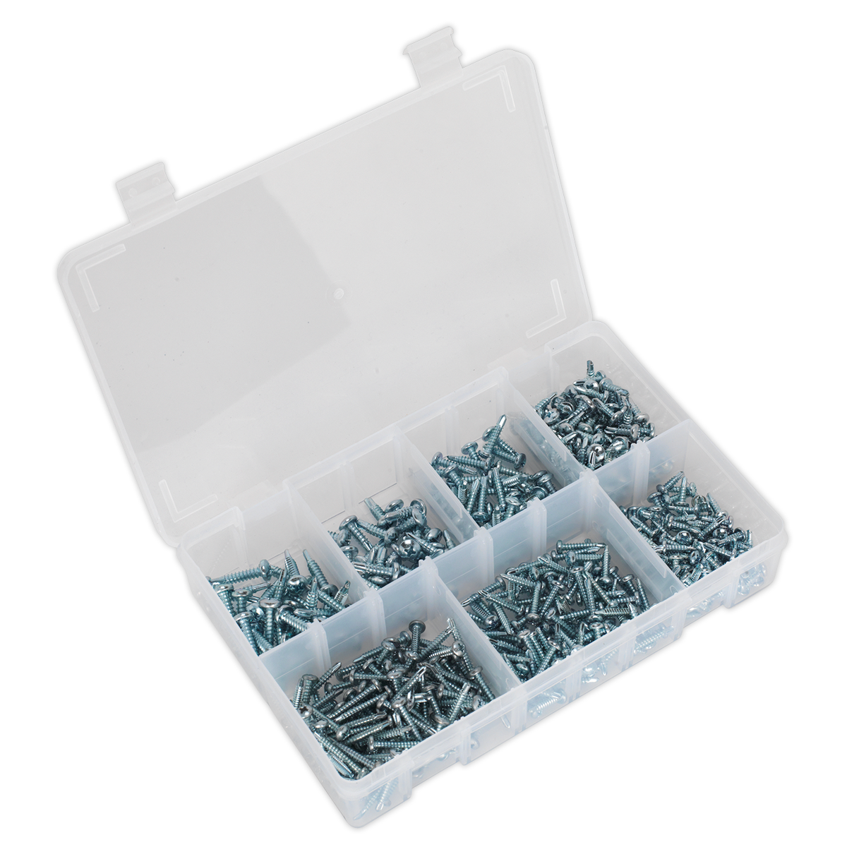 Sealey Self-Drilling Screw Assortment 500pc Pan Head Phillips Zinc