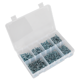 Sealey Self-Drilling Screw Assortment 500pc Pan Head Phillips Zinc