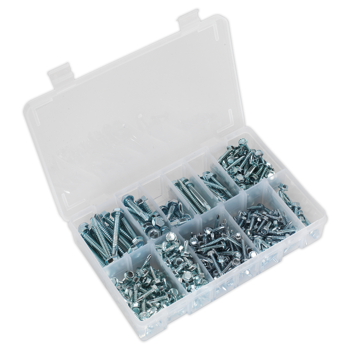 Sealey Self-Drilling Screw Assortment 410pc Hex Head Zinc