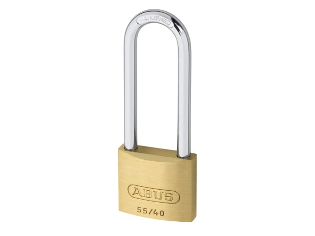 ABUS Mechanical 55/40mm Brass Padlock 63mm Long Shackle Carded