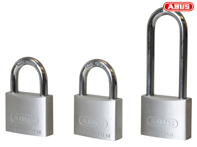 ABUS Mechanical 64TI/40mm TITALIUM Padlock Triple Pack (1 Long Shackle)