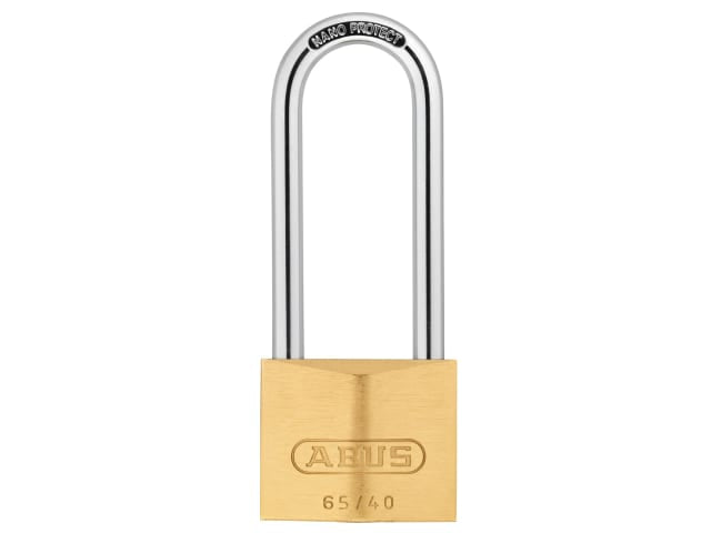 ABUS Mechanical 65/40mm Brass Padlock 63mm Long Shackle Carded