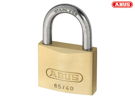 ABUS Mechanical 65IB/40mm Brass Padlock Stainless Steel Shackle Carded