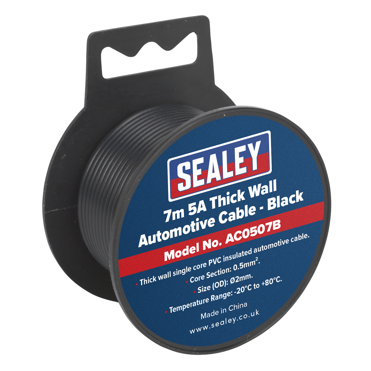 Sealey Automotive Cable Thick Wall 5A 7m Black