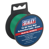 Sealey Automotive Cable Thick Wall 5A 7m Green