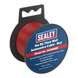 Sealey Automotive Cable Thick Wall 8A 6m Red