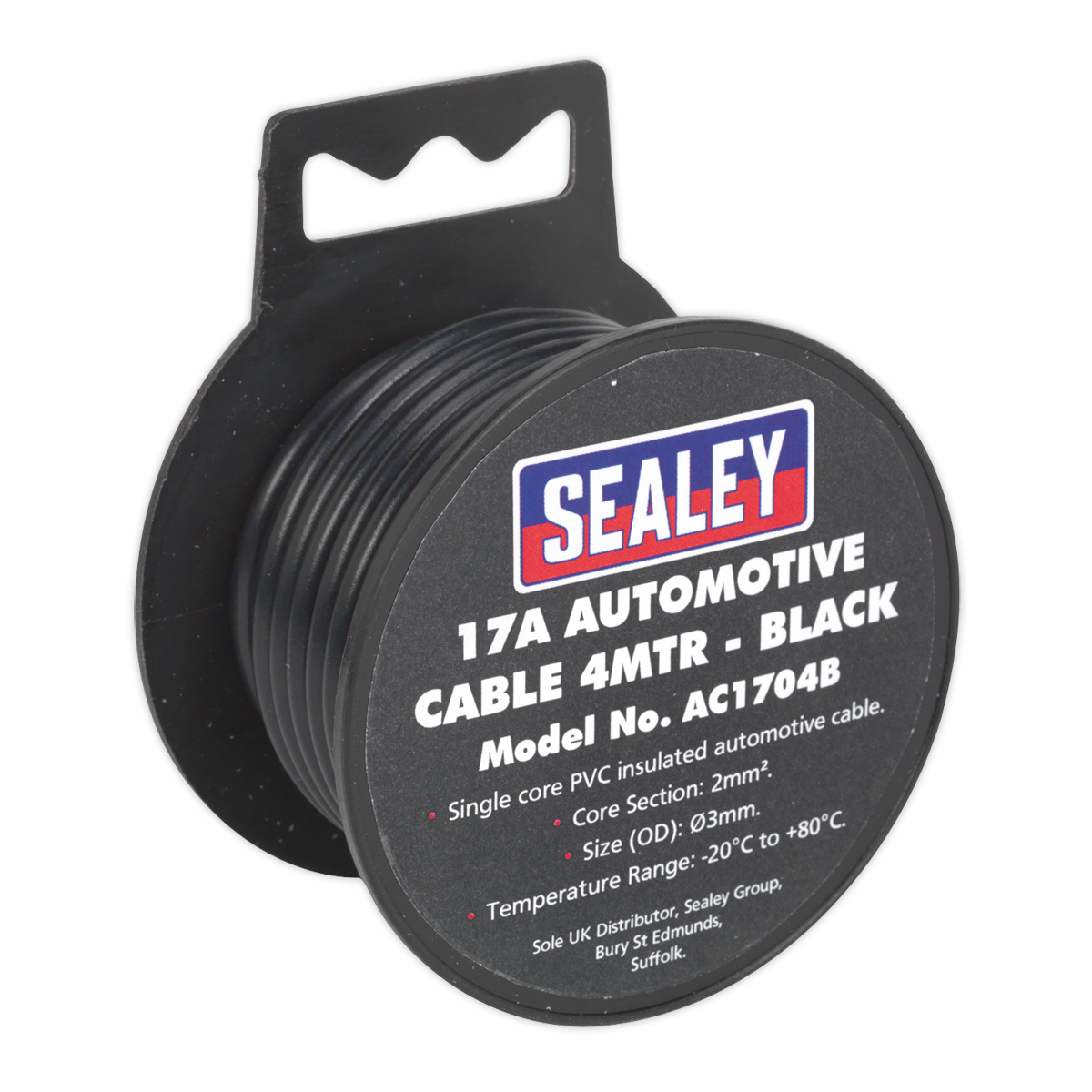 Sealey Automotive Cable Thick Wall 17A 4m Black