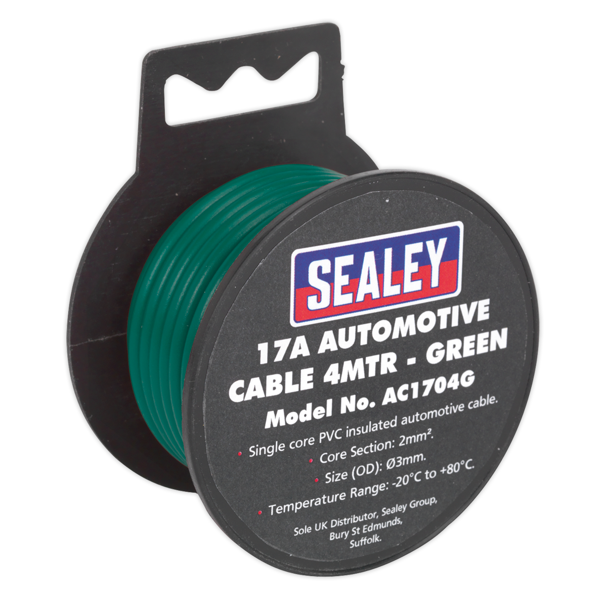 Sealey Automotive Cable Thick Wall 17A 4m Green