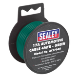 Sealey Automotive Cable Thick Wall 17A 4m Green