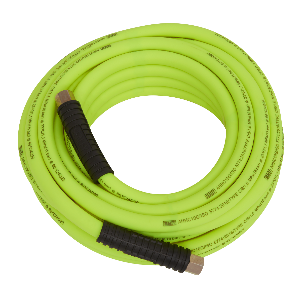 Sealey Air Hose 10m x Ø8mm Hybrid High-Visibility with 1/4"BSP Unions AHHC10G