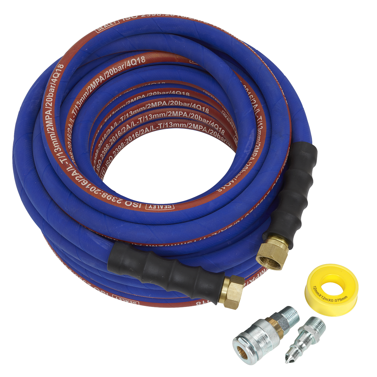 Sealey Air Hose Kit 15m x Ø13mm High Flow with 100 Series Adaptors