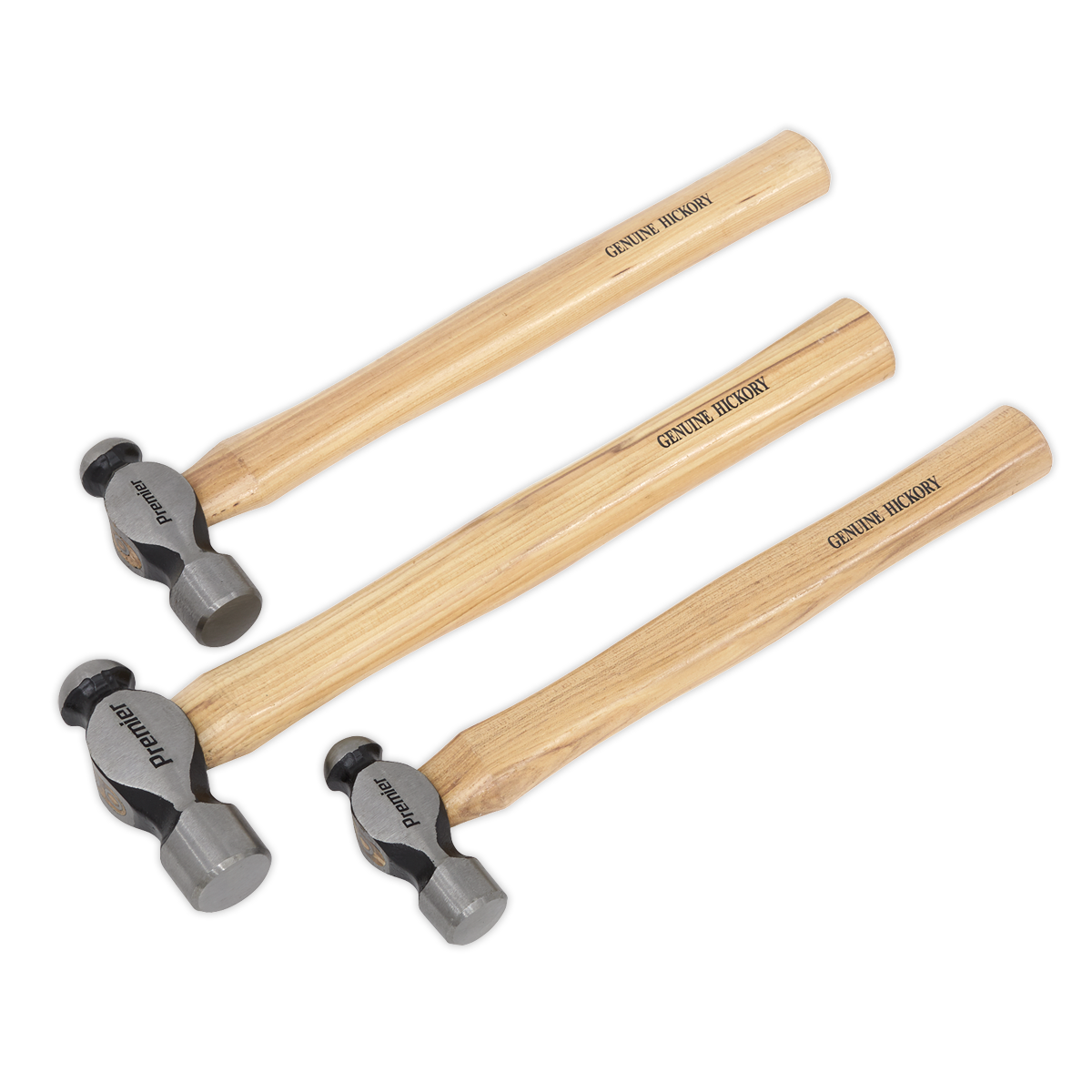 Sealey Ball Pein Hammer Set 3pc Hickory Shafts