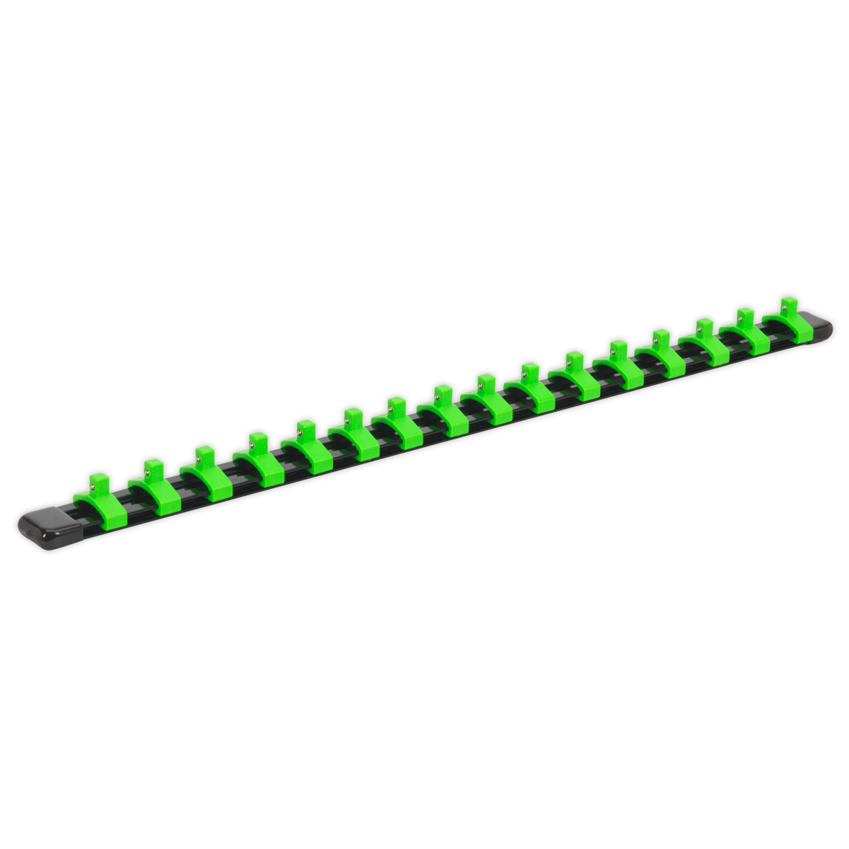 Sealey Socket Retaining Rail with 16 Clips 1/4"Sq Drive - Hi-Vis Green