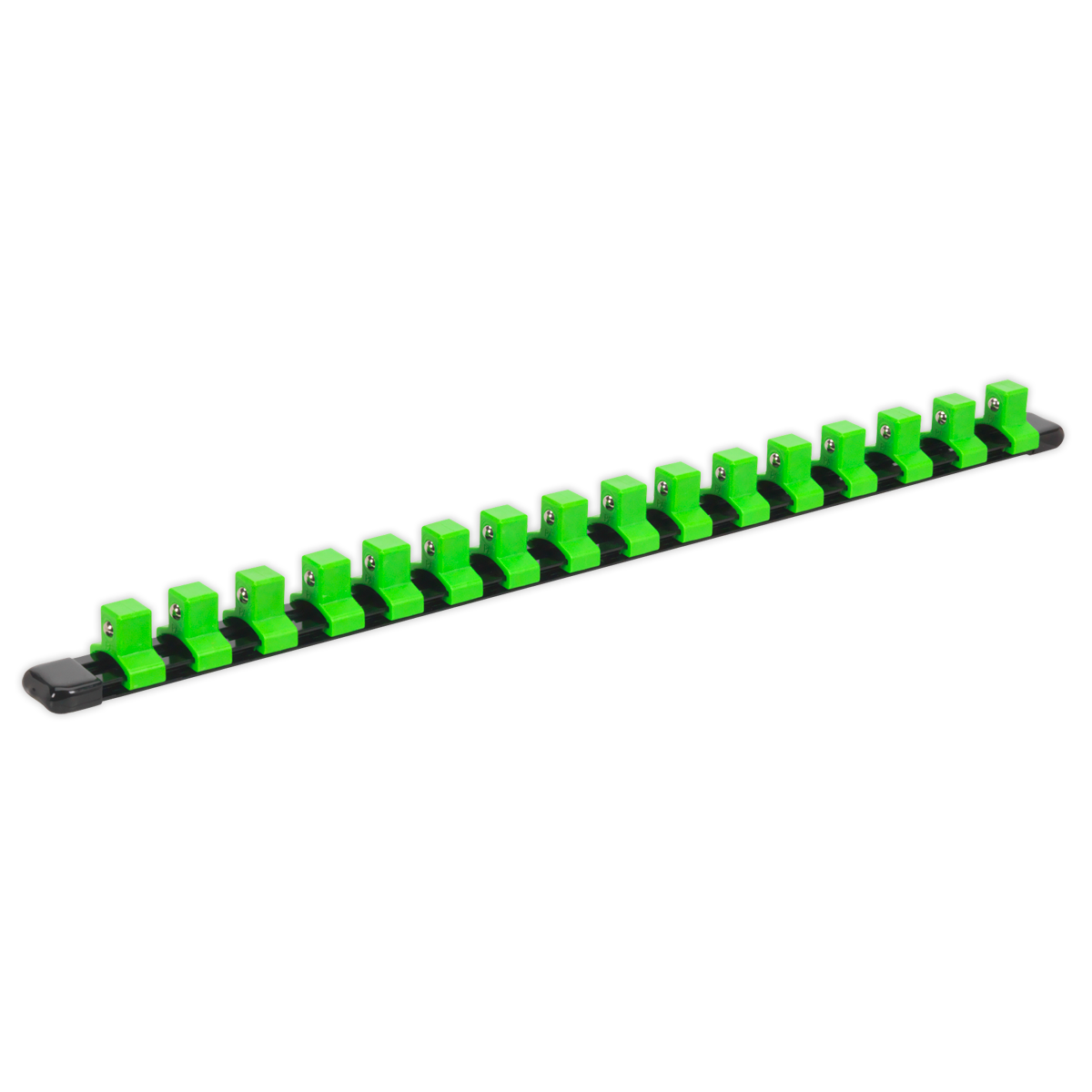 Sealey Socket Retaining Rail with 16 Clips 1/2"Sq Drive - Hi-Vis Green